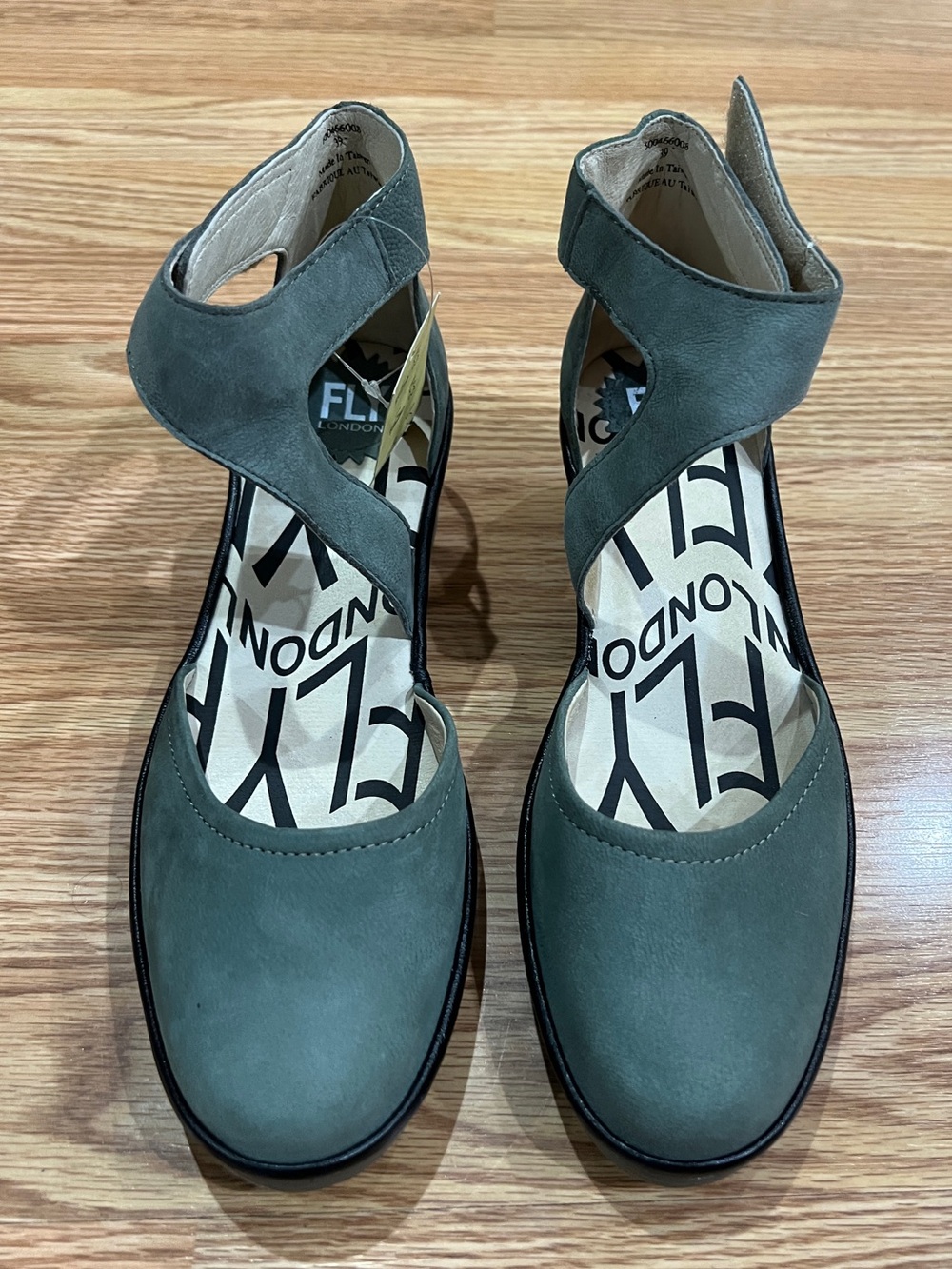 Fly London Olive Green Suede Ankle-Strap Heels